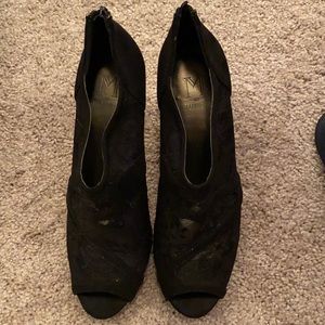 Black lace high heel peep toe